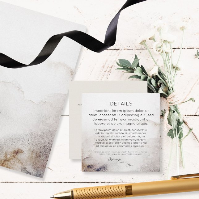 Cartão De Informações Detalhes do código QR Seashell Sandy Beach (simple seashell and watercolor sandy beach wedding stationary)