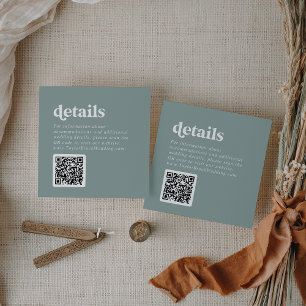 Cartão De Informações Detalhes do Código QR Verde Sage de Tipografia Mod