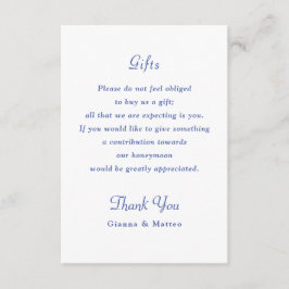 Cartão De Informações Detalhes do Conjunto de Casamento Cherub Blue Pres