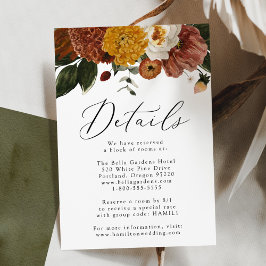 Cartão De Informações Detalhes do Convidado de Boho Autumn Floral