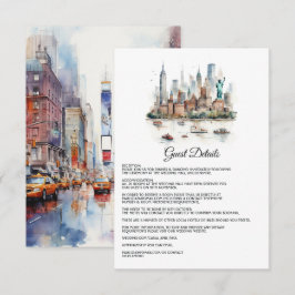 Cartão De Informações Detalhes do Convidado de Casamento Aquarela Nova Y