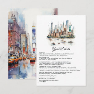 Cartão De Informações Detalhes do Convidado de Casamento Aquarela Nova Y