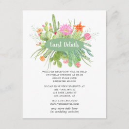 Cartão De Informações Detalhes do Convidado de Casamento Cactus Watercol