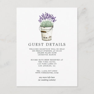 Cartão De Informações Detalhes do Convidado de Casamento Chic de Algodão