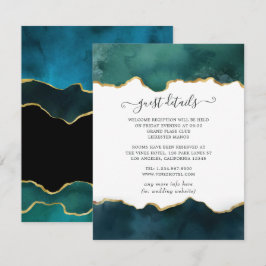 Cartão De Informações Detalhes do Convidado de Casamento de Agato Dourad