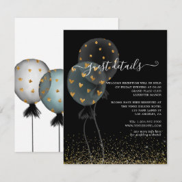 Cartão De Informações Detalhes do convidado de casamento de balão brilha