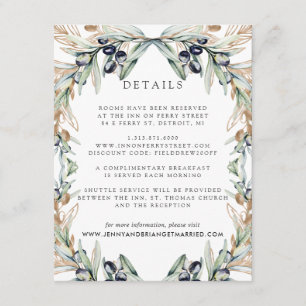 Cartão De Informações Detalhes do Convidado de Casamento de Boho de Oliv