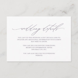 Cartão De Informações Detalhes do Convidado de Casamento de Caligrafia R