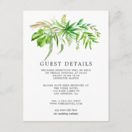 Cartão De Informações Detalhes do Convidado de Casamento de Floresta de 