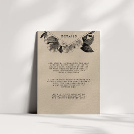 Cartão De Informações Detalhes do Convidado de Casamento de Kraft Floral