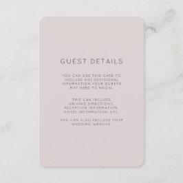 Cartão De Informações Detalhes do Convidado de Casamento de Plum Moderno