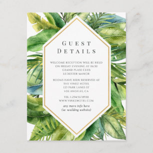 Cartão De Informações Detalhes do Convidado de Casamento de Verão Tropic