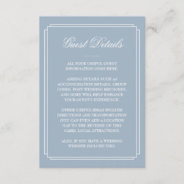 Cartão De Informações Detalhes do Convidado de Casamento Dusty Blue Deco