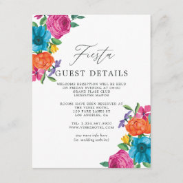 Cartão De Informações Detalhes do Convidado de Casamento Floral Aquarela