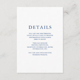 Cartão De Informações Detalhes do Convidado de Casamento Floral Azul Bon