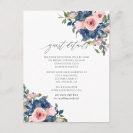 Cartão De Informações Detalhes do Convidado de Casamento Floral de marin
