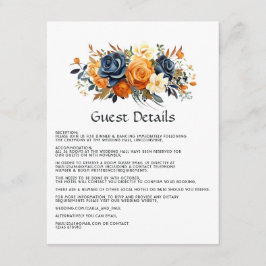 Cartão De Informações Detalhes do Convidado de Casamento Floral de marin