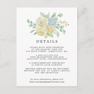 Cartão De Informações Detalhes do Convidado de Casamento Floral de rosa