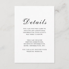 Cartão De Informações Detalhes do Convidado de Casamento Floral Elegante