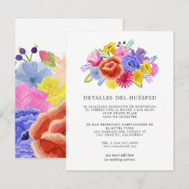 Cartão De Informações Detalhes do Convidado de Casamento Floral Fiesta E