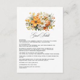 Cartão De Informações Detalhes do Convidado de Casamento Floral Laranja