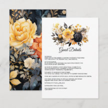 Detalhes do Convidado de Casamento Floral Preto e
