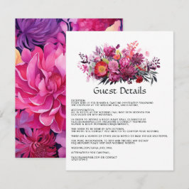 Cartão De Informações Detalhes do Convidado de Casamento Floral Viva Mag
