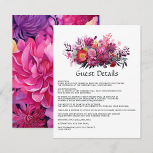 Cartão De Informações Detalhes do Convidado de Casamento Floral Viva Mag