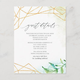 Cartão De Informações Detalhes do Convidado de Casamento Geométrico de C