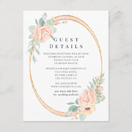 Cartão De Informações Detalhes do Convidado de Casamento Geométrico Flor