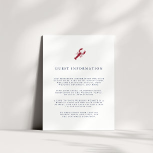 Cartão De Informações Detalhes do Convidado de Casamento Lagosta Náutica