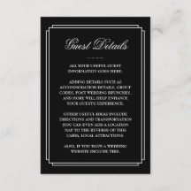 Detalhes do Convidado de Casamento Preto e Branco 