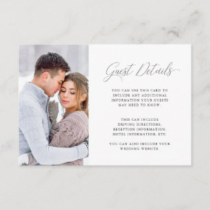 Cartão De Informações Detalhes do Convidado de Casamento Roxo Elegante c