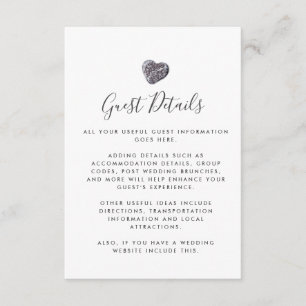 Cartão De Informações Detalhes do Convidado de Descoberta de Coração de