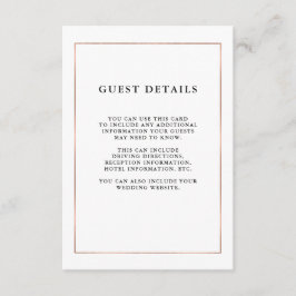 Cartão De Informações Detalhes do Convidado de Fronteira Dourada Rosa Mí