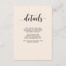 Cartão De Informações Detalhes do Convidado do Casamento do Blush Elegan