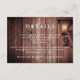 Cartão De Informações Detalhes do Convidado do Casamento do Country Red 