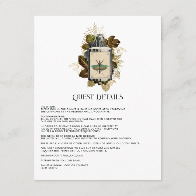 Cartão De Informações Detalhes do Convidado do Halloween da Loção Veneno (Frente)