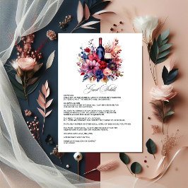 Cartão De Informações Detalhes do Convidado do Provando de Vinho Burgund