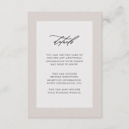 Cartão De Informações Detalhes do Convidado Elegante Preto