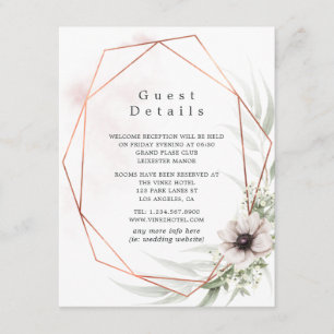 Cartão De Informações Detalhes do Convidado Geométrico Eucalyptus