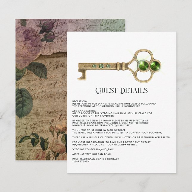 Cartão De Informações Detalhes do Convidado Gótico do Halloween (Frente/Verso)