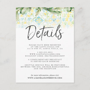 Cartão De Informações Detalhes do Convidado para Casamento Boho em Elega