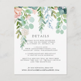 Cartão De Informações Detalhes do Convidado para Casamento Floral de Ver