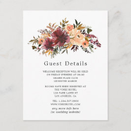 Cartão De Informações Detalhes do Convidado para Casamento Floral Pêsseg