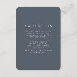 Cartão De Informações Detalhes do Convidado Romântico de Casamento Azul