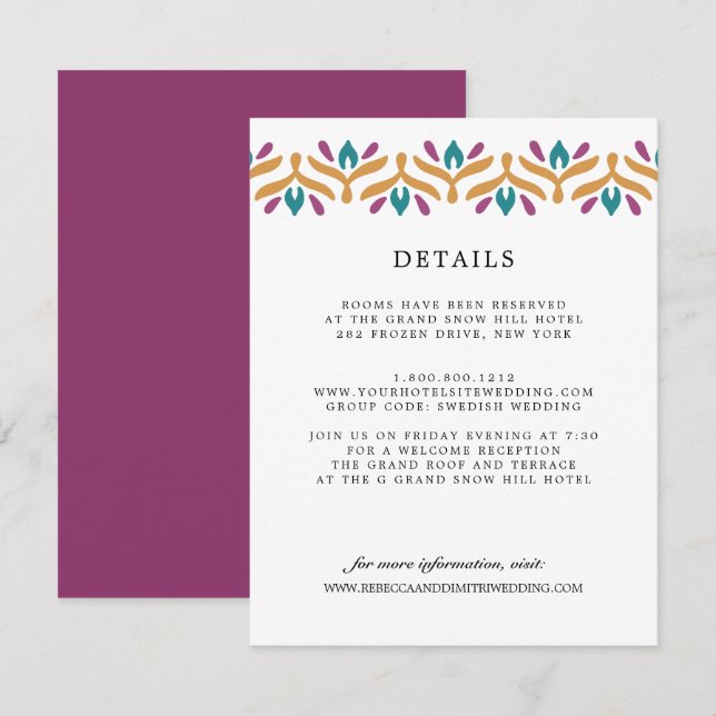 Cartão De Informações Detalhes do Convidado sobre Arte Popular Indiana W (Frente/Verso)