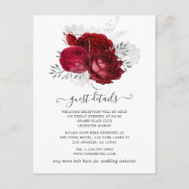 Cartão De Informações Detalhes do Convidados para Casamento Floral Verme