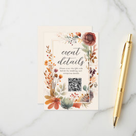 Cartão De Informações Detalhes do Evento Boho Floral de Outono Marfim