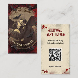 Cartão De Informações Detalhes do Evento Código QR Halloween Romântico D